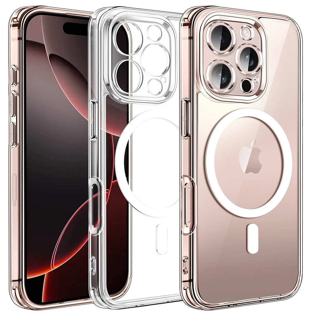 Clear Cover iPhone Magnetic Charger Mag-safe (17Air 16E 16 15 14 13 12 ) Pro Max Plus.