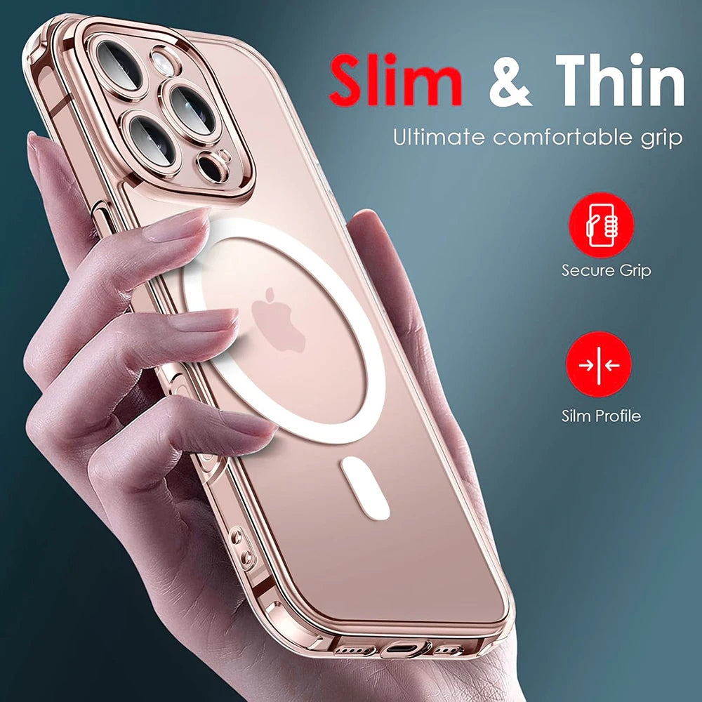 Clear Cover iPhone Magnetic Charger Mag-safe (17Air 16E 16 15 14 13 12 ) Pro Max Plus.