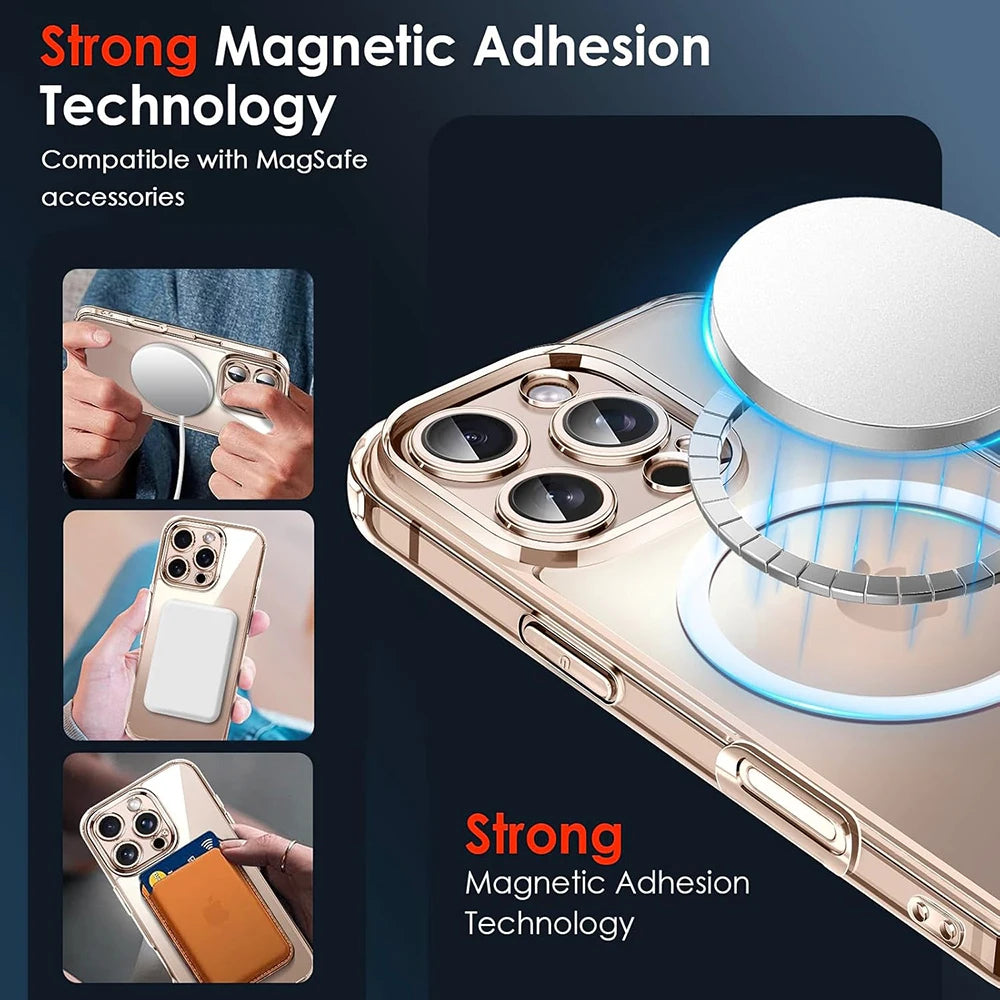 Clear Cover iPhone Magnetic Charger Mag-safe (17Air 16E 16 15 14 13 12 ) Pro Max Plus.