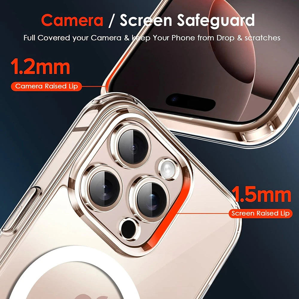 Clear Cover iPhone Magnetic Charger Mag-safe (17Air 16E 16 15 14 13 12 ) Pro Max Plus.
