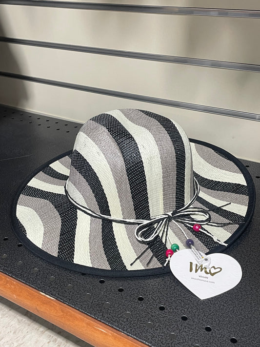 Blk Cream & Tan Striped sun hat