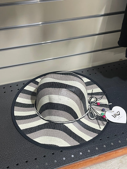 Blk Cream & Tan Striped sun hat