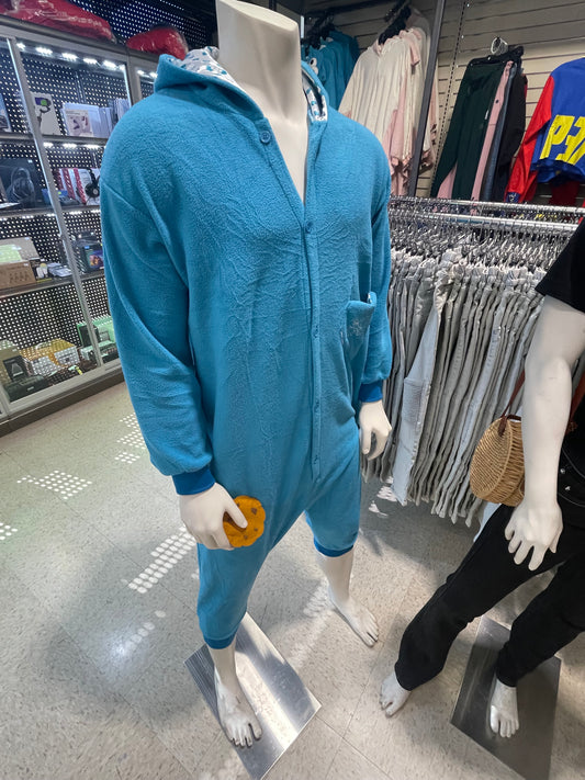 Cookie Monster Blue Hoodie Over Head W/ eye's